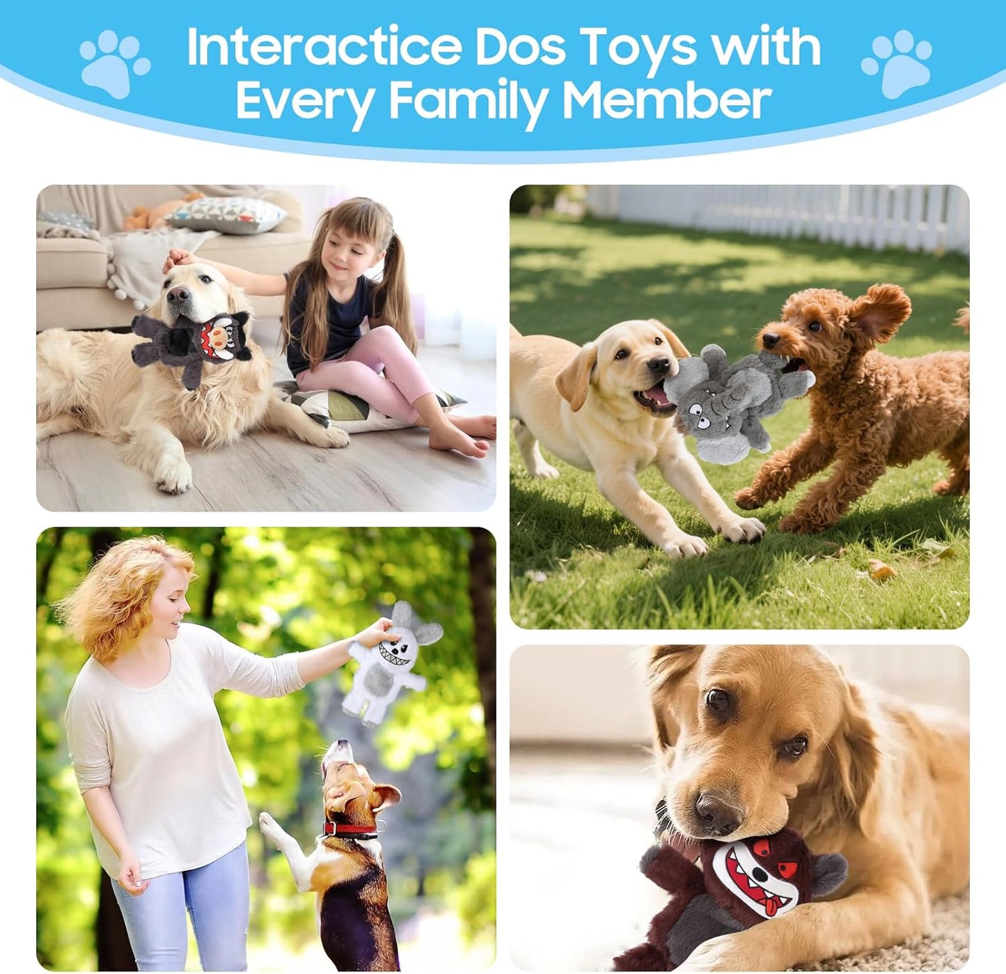 5 Pack Squeaky Dog Toys.Tough Plush Chew Toys for Dogs.Interactive Dog Toys to Keep Small Medium Large Breed Dogs Busy .Durable Anti-Boredom Dog Toy for Teething & Playtime.