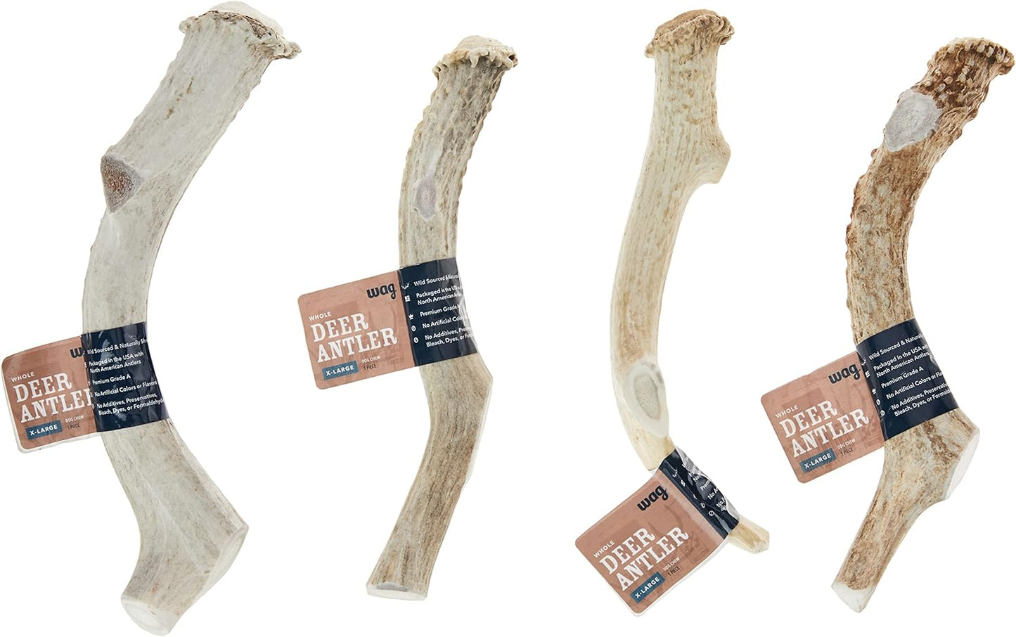 Wag Dog Deer Antler Chew, Naturally Shed, Whole, 9 - 10.5 inches, Long Lasting for Aggressive Chewers, X-Large, Best for Dogs over 45 lbs