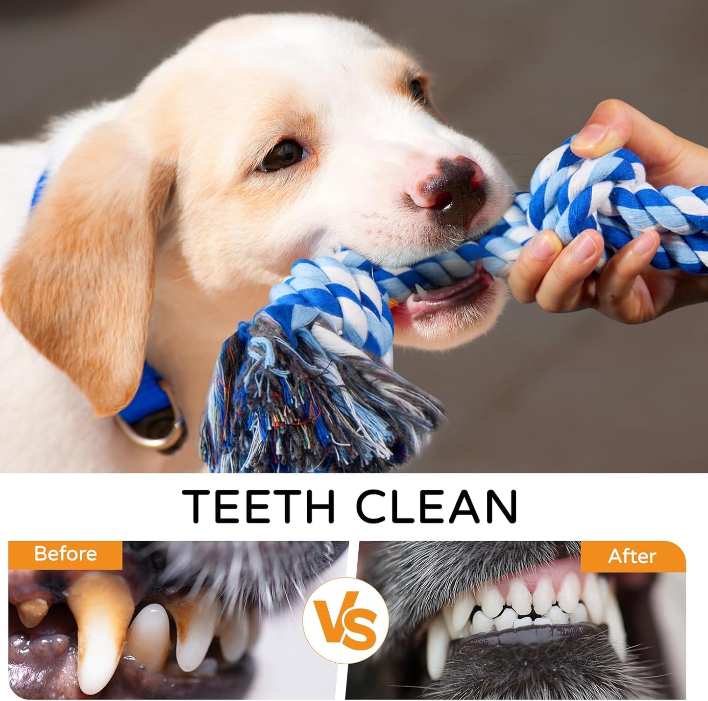 TLAZZ 2 Pack Dog Rope Toys for Medium Large Breed, Nearly Indestructible Dog Chew Toys for Aggressive Chewers, Teeth Cleaning Chew Toys, Dog Tug Toy for Boredom, Dog Rope Toy for Aggressive Chewers