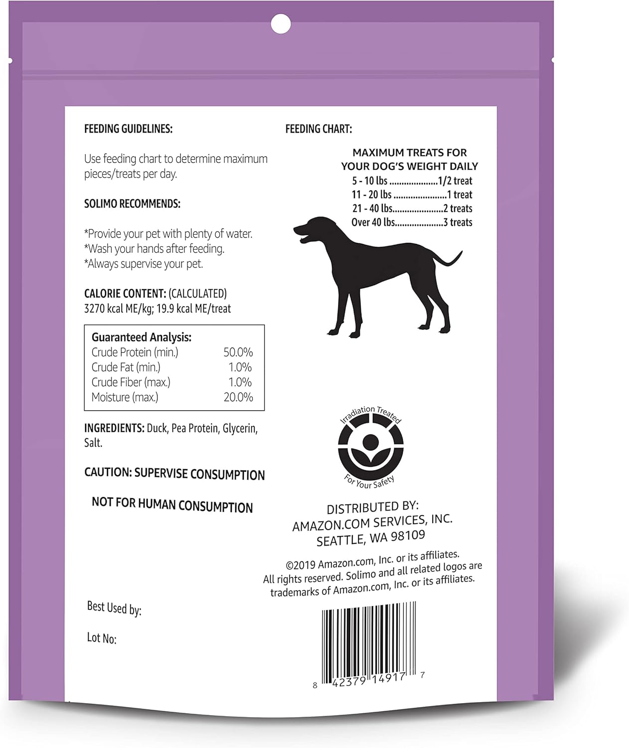 Solimo Duck Jerky Dog Treats,2 pounds