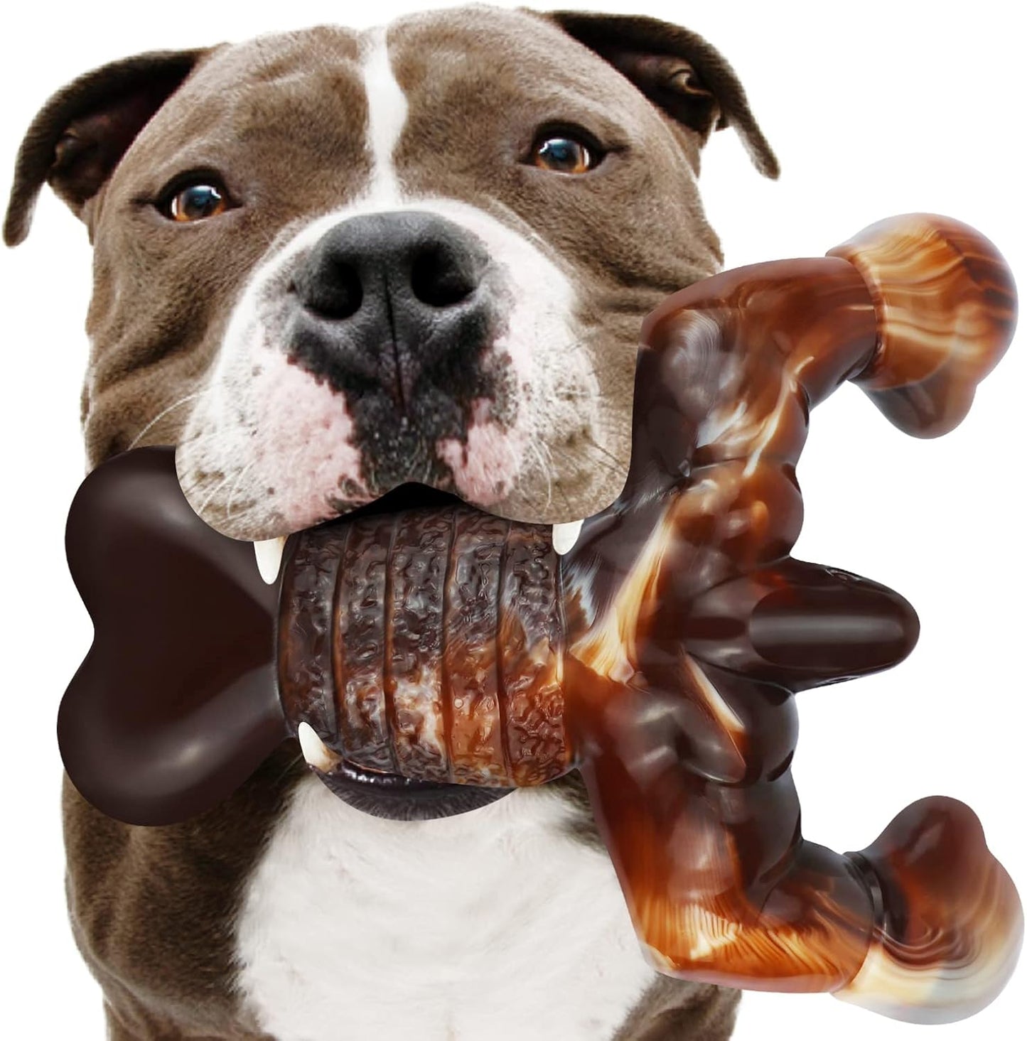 MOXIKIA Dog Chew Toys for Aggressive Chewers Almost Indestructible Dog Toys,Bacon Flavor,Tough Dog Bone Toys for Medium/Large Breed Dogs,Best Chew Toys to Keep Them Busy