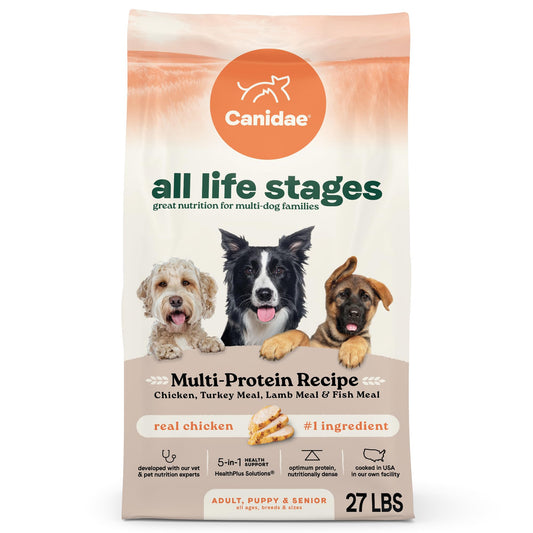 Canidae All Life Stages Multi-Protein Recipe with Chicken, Turkey, Lamb, and Fish – High Protein Premium Dry Dog Food for All Ages, Breeds, and Sizes– 27 lbs.