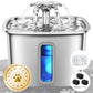 Veken Innovation Award Winner Stainless Steel Cat Water Fountain, 108oz/3.2L Automatic Pet Fountain Dog Water Dispenser with 3 Replacement Filters & Silicone Mat, Gifts for Cats, Dogs (Silver)