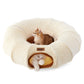 Cat Tunnel Bed for Indoor Cats, Cute Cat Donut Toy Tunnel for Small Large Cats, Peekaboo Pet Cave Play Tunnel Toys for Kitten/Rabbit,Beige