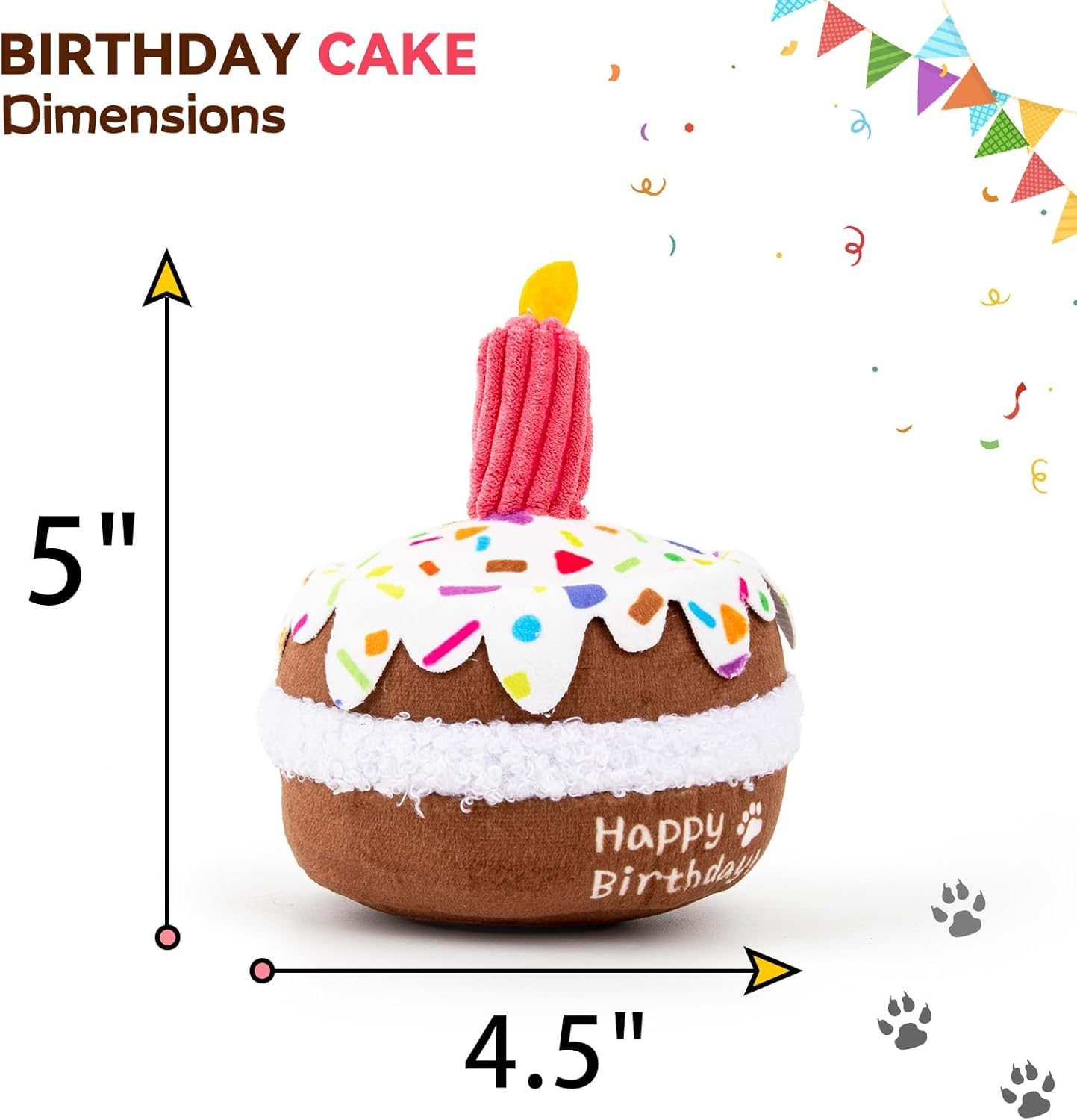 lilfrd Dog Birthday Toy, Birthday Cake Toys for Puppy Gifts, Squeaky Plush Dog Toys