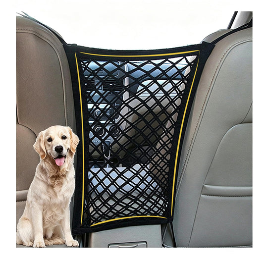 DYKESON Dog Car Net Barrier Pet Barrier with Car Mesh Organizer for Dog & Child, Safety Divider with Upgraded Storage Pouch, Easy Install for Cars & SUVs