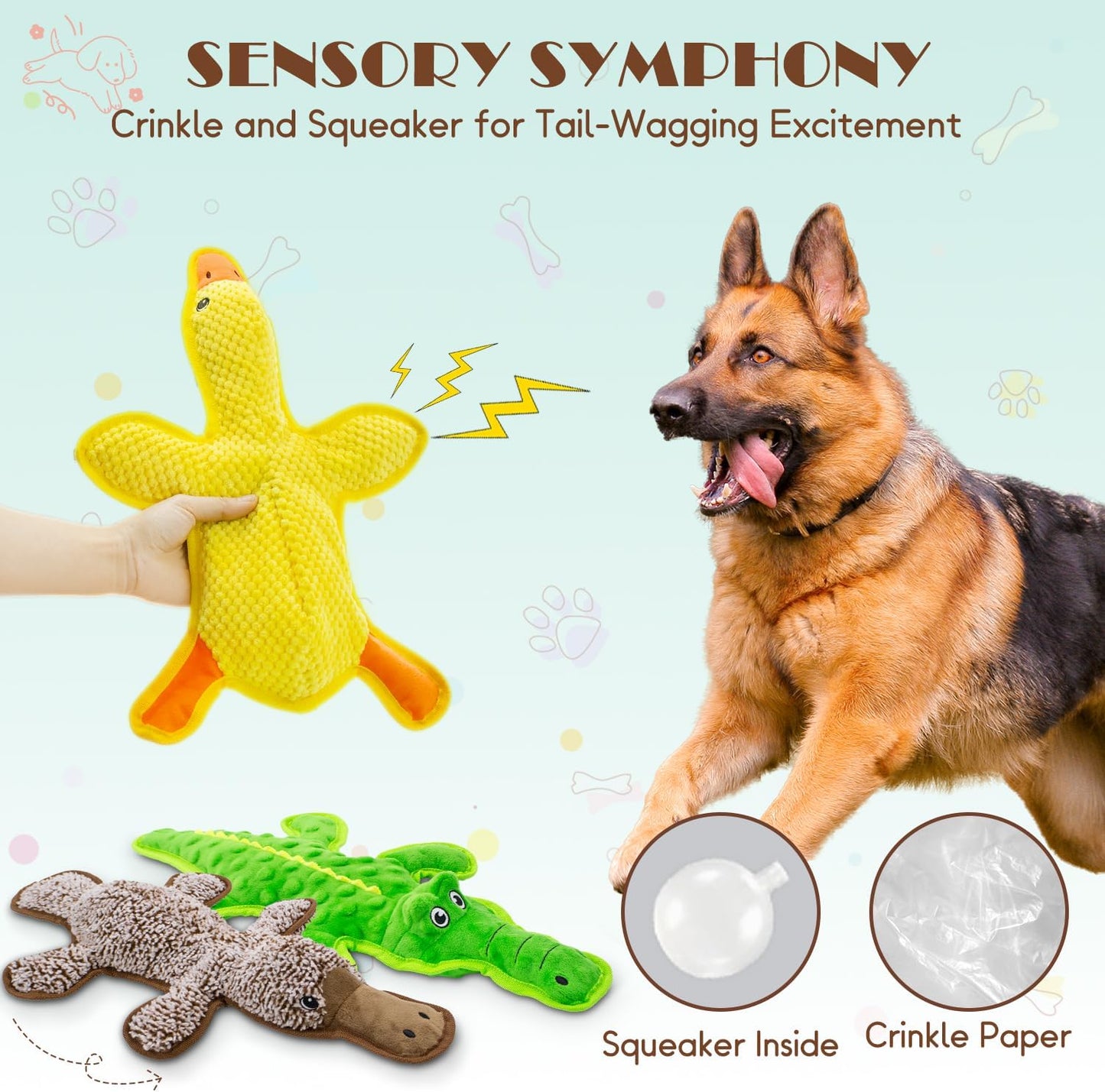 MAOOOOB No Stuffing Dog Squeak Toys-3 Pack Chew Toys for Small Medium Large Breed- Durable Puppy Teething Interactive to Keep Them Busy- Best Birthday Gift