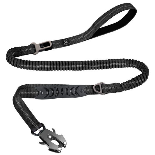 Raipult Tactical Dog Leash Heavy Duty, 4-6FT Shock Absorbing Bungee Leash with Quick Release Clip& 2 Handles, No Pull Waking Lead with Car Seatbelt