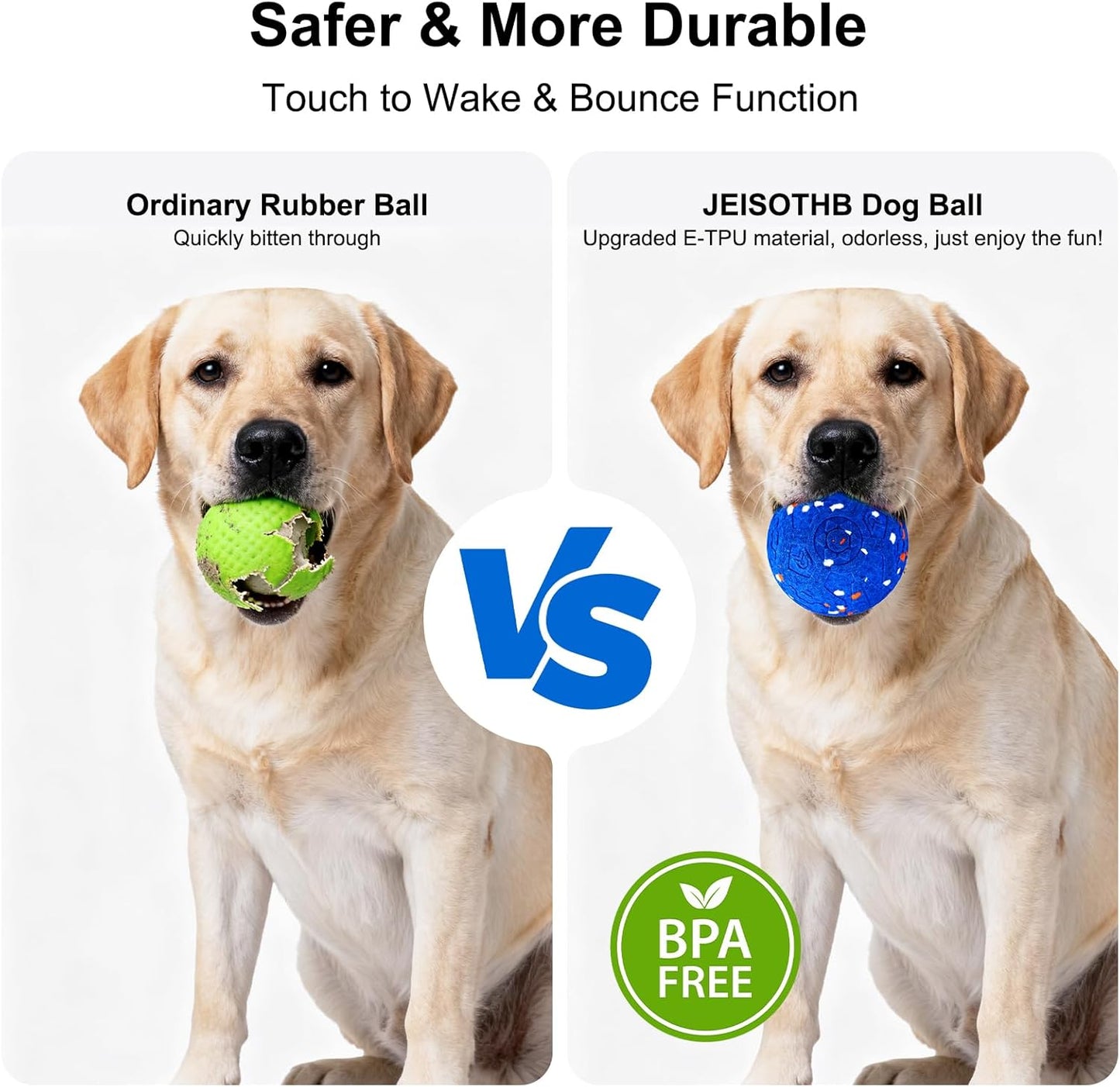 Interactive Dog Toys Dog Ball, Durable E-TPU Material,3 Play Modes with Colorful Lights, Automatic Moving, Bouncing and Rotating for Medium and Large Dogs Indoor & Outdoor (Blue)