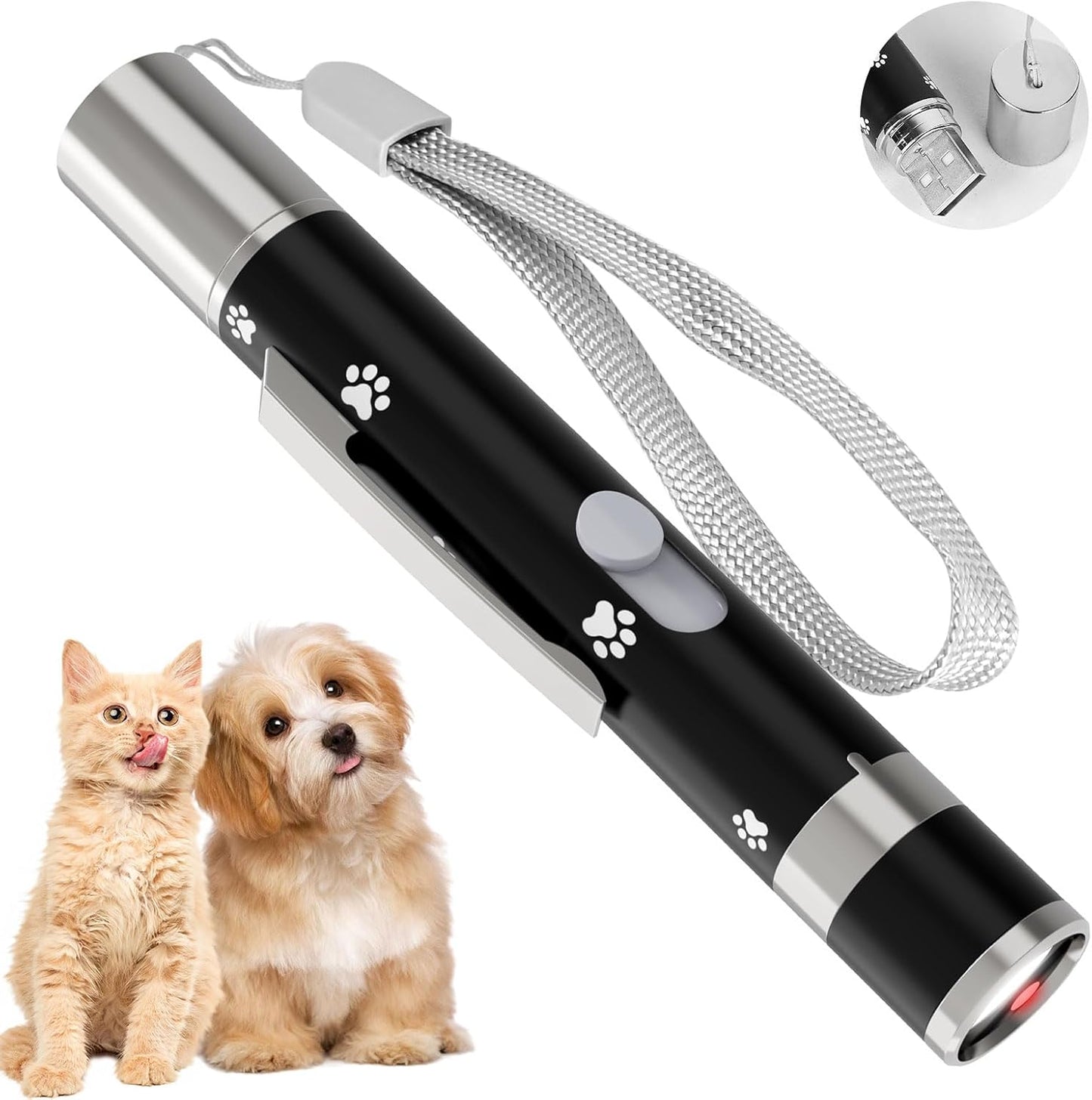 UMSIS Bird Toy, Distinctive Black Painted Metal Casing with Paw Print Design, USB Rechargeable, 7 Adjustable Patterns,Portable Interactive Chase Toy for Indoor Bird & Cats & Dogs Training and Exercise