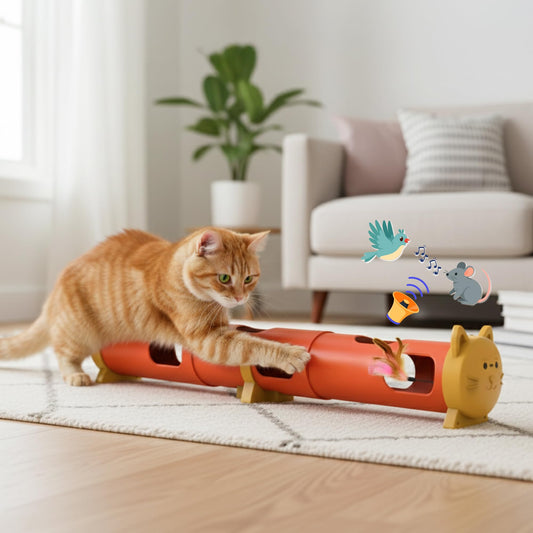 PAWSPIK Electric Feather Teaser Tube Cat Toy, Interactive Automatic Cat Toy for Indoor Cats, Smart Random Feather Play, Long Battery Life, Pet-Safe