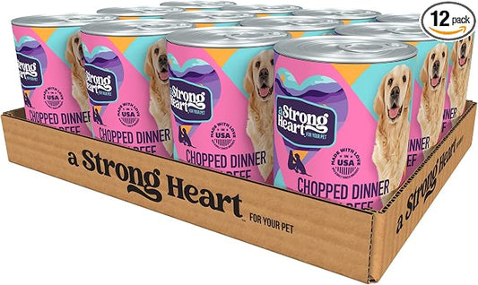 A Strong Heart Wet Dog Food, Chopped Beef Dinner — Real Beef & Chicken, Complete & Balanced for All Life Stages, Made in USA by Simmons Pet Food