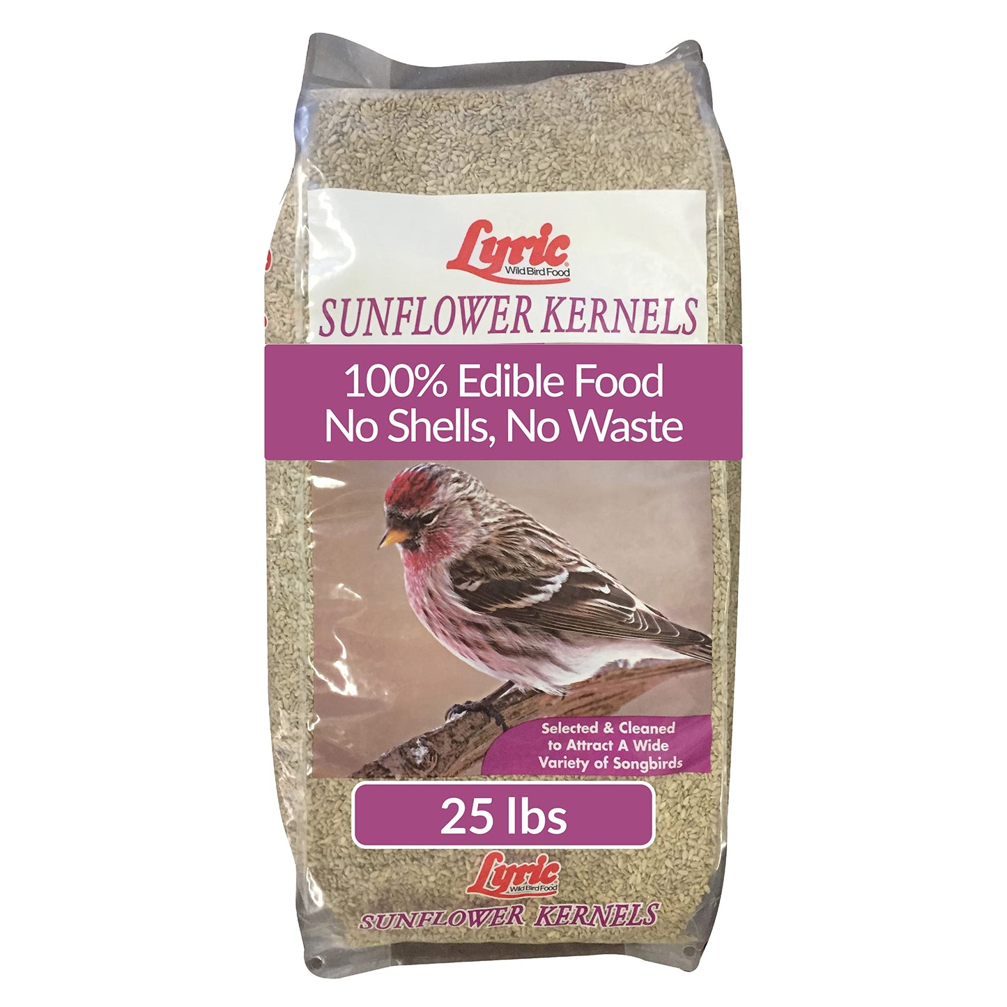 Lyric Sunflower Kernels Wild Bird Seed for Outside Feeders, No Waste Bird Food, Attracts Finches and More, 25 lb Bag