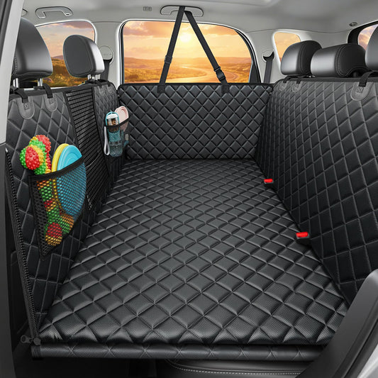URPOWER Back Seat Extender for Dogs - Large Hard Bottom Dog Car Seat Cover Holds 550lbs, Waterproof Comfortable Dog Hammock Pet Bed with High-Density Foam Non-Slip Backseat Protector for Cars, SUVs