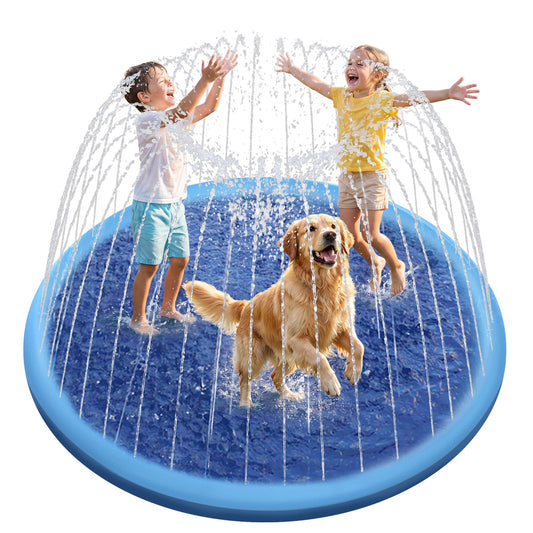 Raxurt Non-Slip Splash Pad for Kids and Dog, 67'' Splash Pad Thicken 0.58mm for Kids Ages 4-8 Toddler Baby Splash Sprinkler Pad Dog Pool Summer