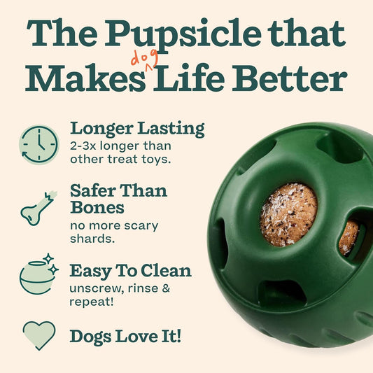 WOOF Starter Pack - Interactive Dog Toys for Boredom - Dog Treat Molds Silicone - Chicken-Flavored Healthy Treats for Dogs - Pupsicle Doggy Enrichment Toy - for Large Pups - 25-75 lbs