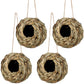 winemana 4 Pack Hanging Bird Nest House for Outside, Ball Shape, Hand Woven, Durable Sturdy, Made of Natural Grass, Perfect for Garden Patio Lawn Office Indoor