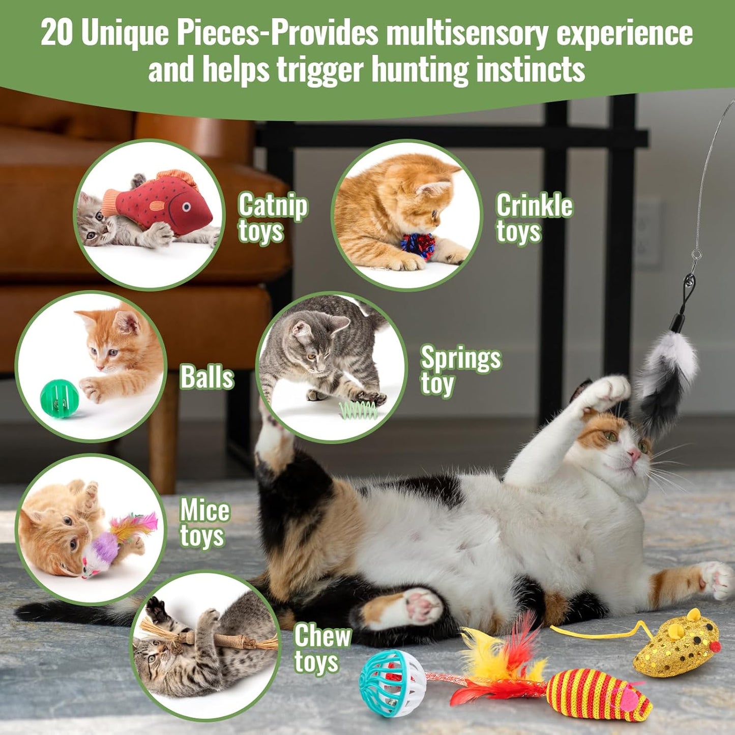 Fashion's Talk Cat Toys Variety Pack for Kitty 20 Pieces