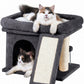 Aechonow Cat Tree for Large Cats, 14Inch Cat Tree Tower with Scratching Post, 20x16.5Inch Perch Bed for Adult Senior Cats, Removable Washable Mat, Dark Gray