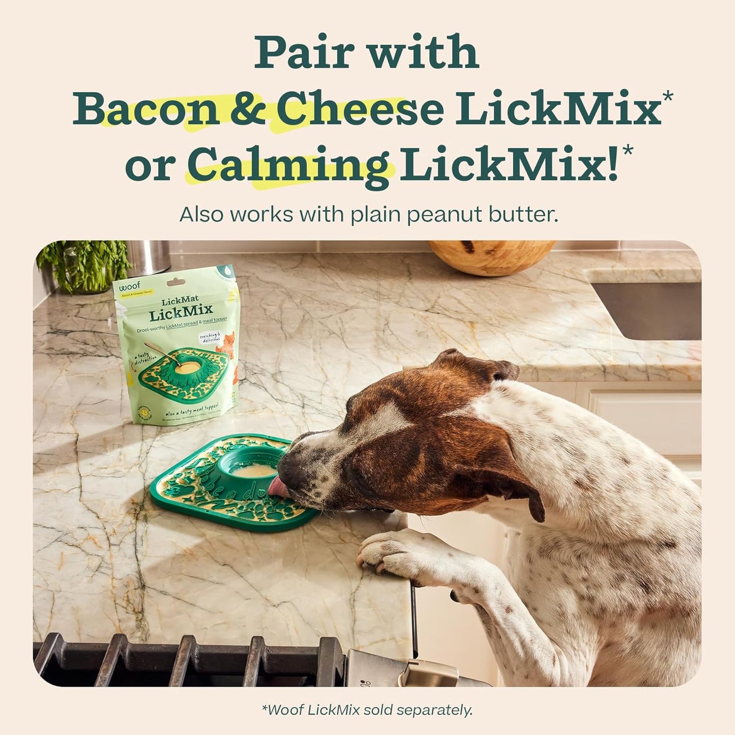 WOOF LickMat - Easy-to-Clean Lick Mat for Dogs - Slow Feeder Mat with Non-Slip Design - BPA-Free Silicone Lick Mat - Interactive Dog Toys - Green