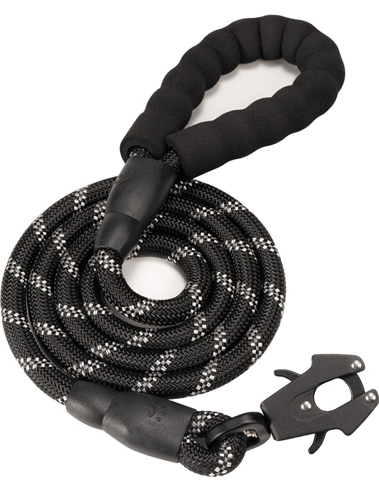 GEIT 2/4/5/6FT Dog Leash, Heavy Duty Rope Leashes, Reflective Nylon Pet Lead with Aluminum Quick Release/Locking Tactical Frog Clip for Small Medium