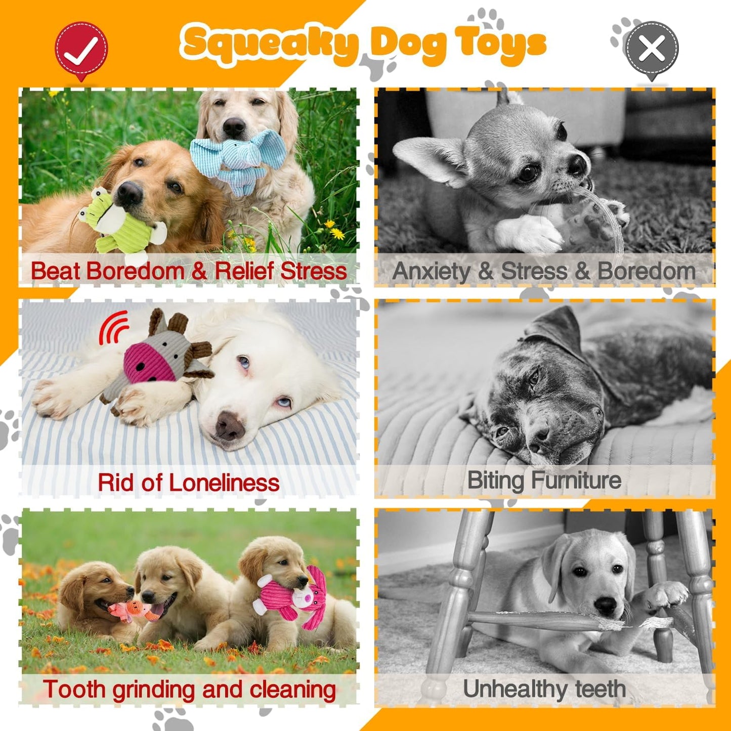 MRSOHRET 5 Pack Squeaky Dog Toys, Tough Stuffed Plush Puppy Tough Chew Toys, Durable Plush Animal Dog Toy for Large Small Medium Dogs to Keep Them Busy