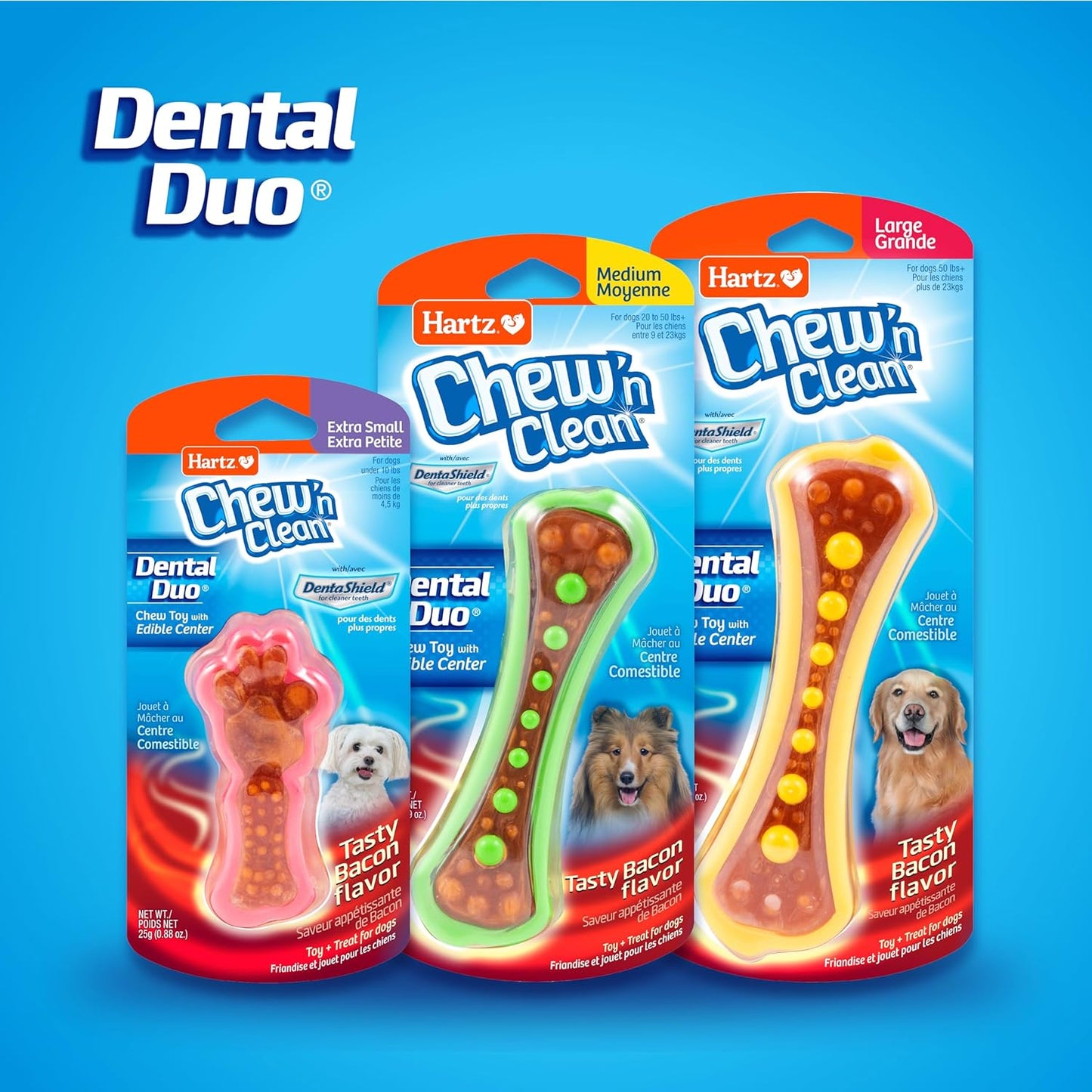 Hartz Chew 'n Clean Dental Duo Dog Treat & Chew Toy, Color Varies, Extra Small, 6 Count