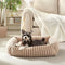 MIXJOY Dog Beds for Small Dogs Cats, Washable Dog Bed with Removable Cover, Soft Calming Cat Bed for Indoor Cats, Rectangle Pet Sofa Bed for Puppy Kitty, Anti-Slip Bottom,20"x19"x6", Beige