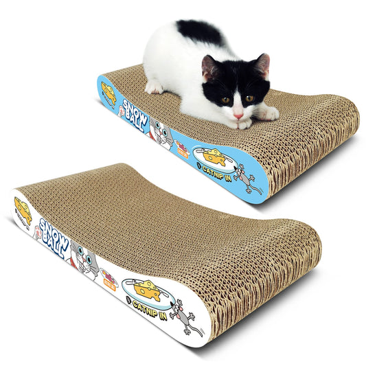 TTCAT Cat Scratching Pad, 2 Pack Corrugated Cat Scratcher Cardboard, Bone Type Durable Cat Scratching Board Reversible for Furniture Protection.