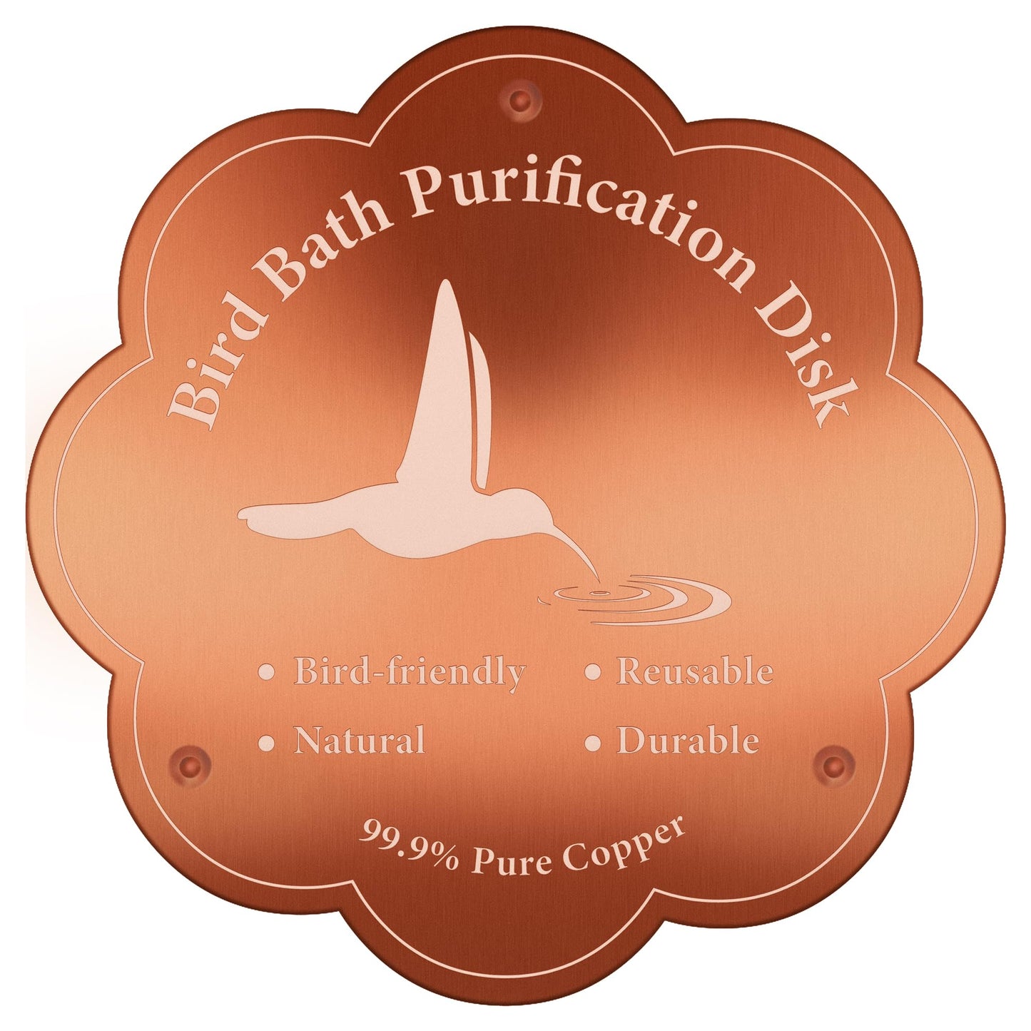 1P 4inches Bird Bath Purification Disk, 99.99% Pure Copper Bird Bath Disc Safe Birdbath Cleaner Disks for Outdoor All-Season Use 0.6mm Birdbaths Copper Disk with 3 Point Support
