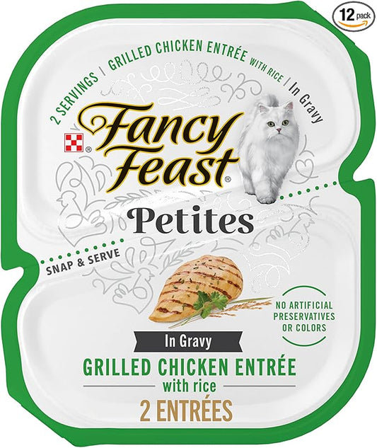 Purina Fancy Feast Petites Grilled Chicken Entrée With Rice In Gravy Gourmet Wet Cat Food - (Pack of 12) 2.8 oz. Tubs