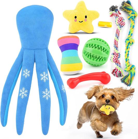 LOYEE Puppy Toys 8 Pack for Small Dogs, Luxury Dog Chew Toys with Squeaky Plush Toys, Rope Toys and Ball, Teething Toys for Puppy Supplies