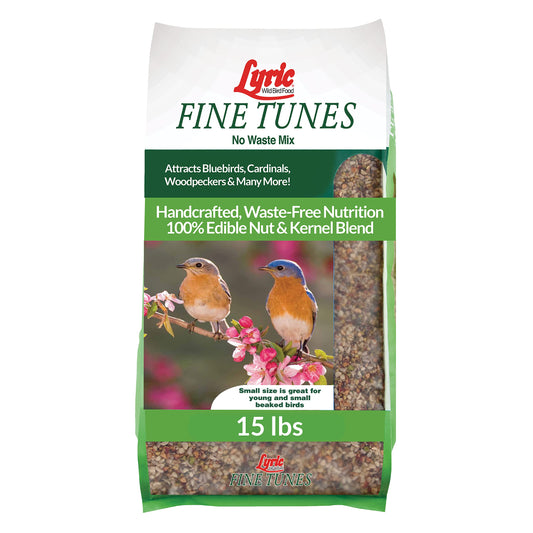 Lyric Fine Tunes Wild Bird Seed Mix - No Waste Bird Food Mix - Attracts Bluebirds, Finches, Chickadees & More - Seed for Outside Feeders - 15 lb Bag