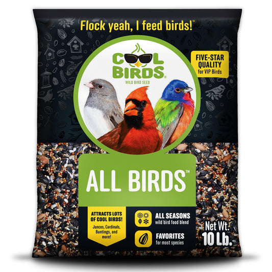 All Birds Wild Bird Seed – 10 lb. Classic Blend with Black Oil Sunflower, White Millet, Safflower, Peanuts & Sunflower Hearts – Balanced Bird Food for Outside Feeders