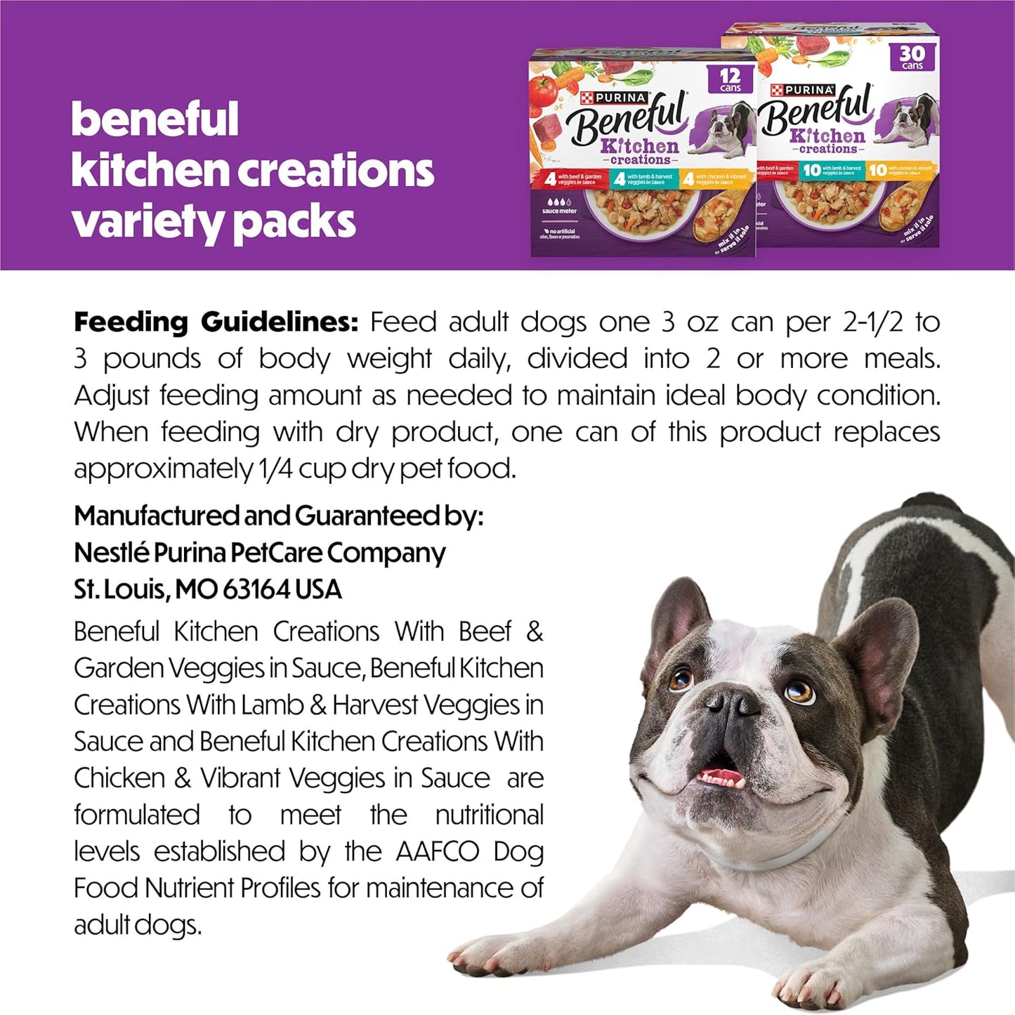 Purina Beneful Kitchen Creations With Beef, Chicken, or Lamb Wet Dog Food Variety Pack - (Pack of 30) 3 oz. Cans