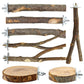 8 PCS Natural Bird Perch Set - Apple Wood Platforms & Hardwood Branches for Parakeets, Cockatiels, Lovebirds - Natural Cage Accessories, Gym Playstand & Chewing Toys for Small Birds
