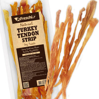 A Freschi srl Turkey Tendons for Dogs, Long-Lasting, Hypoallergenic Rawhide Alternative, Human Grade, Healthy Puppy Chews, Natural Dog Treats for Small Dogs, Strips, 3oz Pack