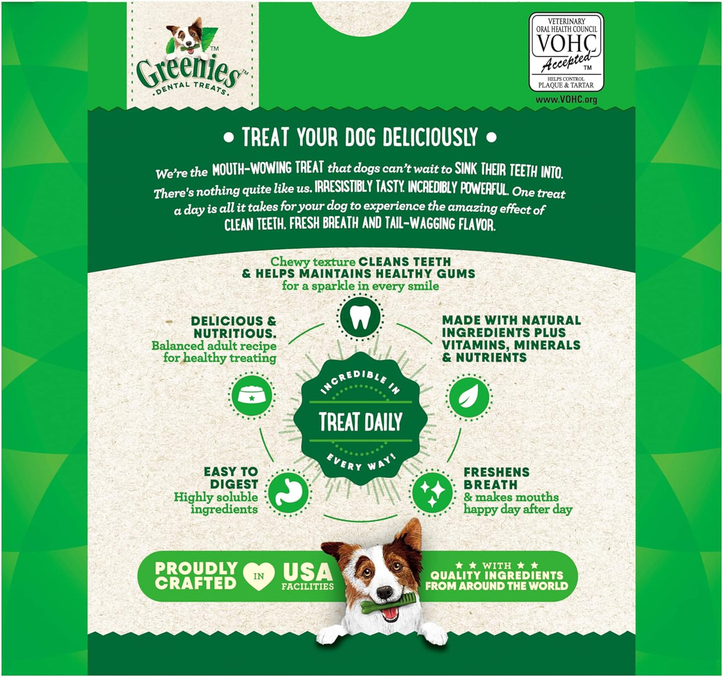 Greenies Veterinarian-Recommended Adult Natural Dental Dog Treats Large Size, Daily Treating, Helps Clean Teeth and Freshen Breath, Original Flavor, 36 oz. Pack, 24 Count