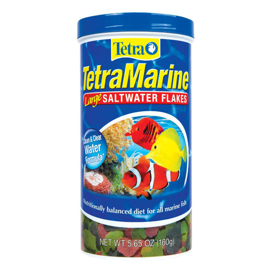 TetraMarine Large Saltwater Flakes, Nutritionally Balanced Fish Food for Saltwater Fish, 5.65 oz