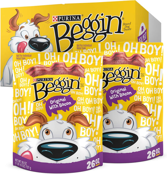 Purina Beggin' Strips Dog Treats, Original With Bacon Flavor - (Pack of 2) 26 oz. Pouches