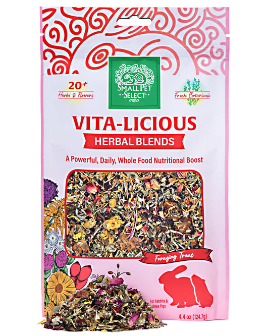 Small Pet Select - Vita-Licious Herbal Blend, a Natural Herbal Treat for Rabbits, Guinea Pigs, Hamsters, Gerbils, and Mice, 4.4oz