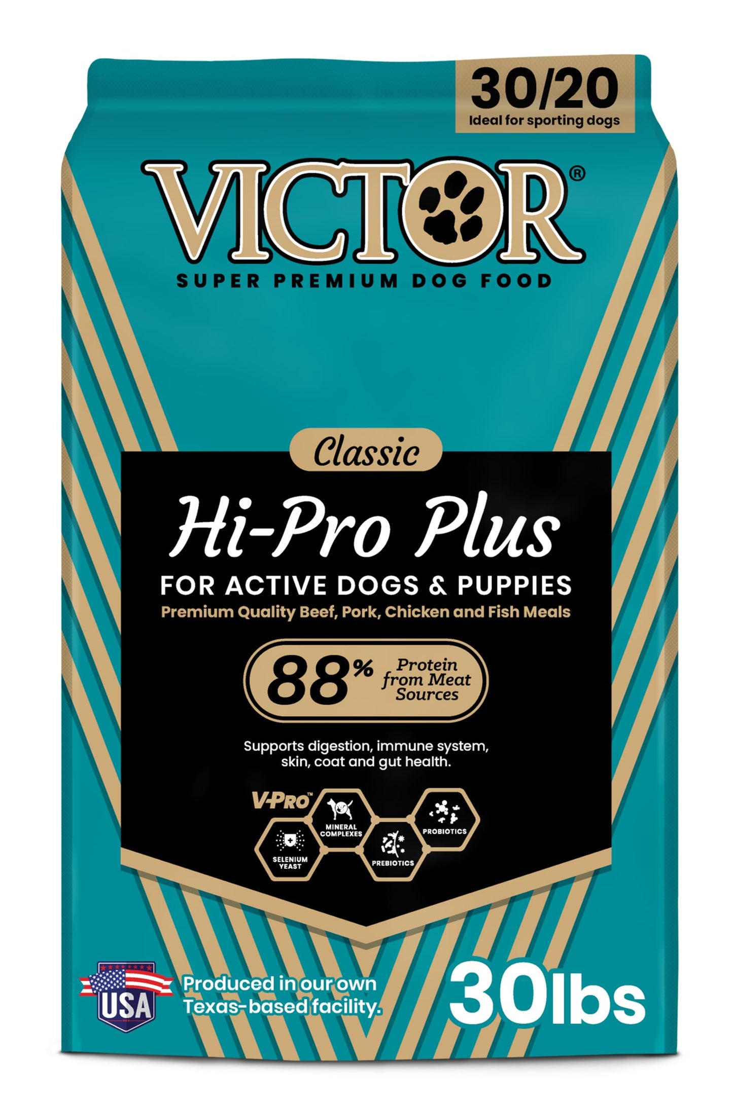 VICTOR Super Premium Dog Food – Hi-Pro Plus Dry Kibble – High Protein Dog Food with 30% Protein – Beef, Chicken, Pork, Fish Meals, Gluten Free - for