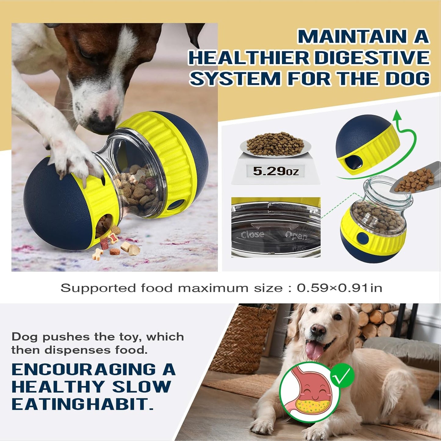 TLKNG Extra-Large Size Dog Enrichment Toy for Medium/Small Dogs Treat Dispenser Ball, Puppy Food Dispensing Toys & Puzzles Slow Feeder & Mental Stimulation,Ultimate Boredom Buster