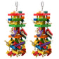 RUBY.Q 2 Pack Large Parrot Toy, 20in Bird Parrot Toy, Multicolored Natural Wooden Bird Chewing Toys for Large Macaws, African Grey and a Variety of  Parrots
