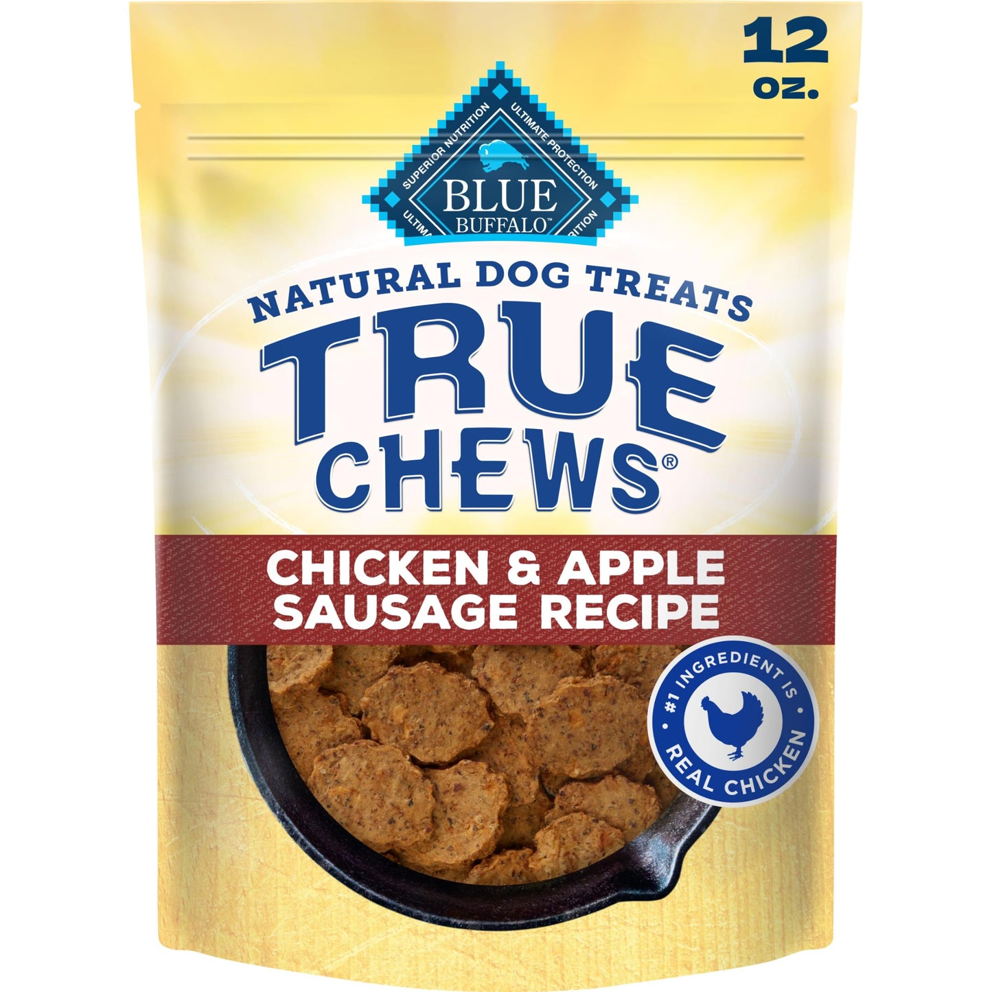 Blue Buffalo True Chews Chicken & Apple Sausage Natural Dog Treats, Real Meat Dog Snacks, Healthy Reward or Training Treat, Made in the USA with Real