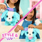 SCRUFFALUVS Blue Surprise Pet, Mystery Plush Toys, Stuffed Animals, Wash to Reveal 1 of 3 Rescue Pets: Puppy, Bunny, or Kitty - Includes 8.7" Deluxe Pet Carrier - Styles May Vary