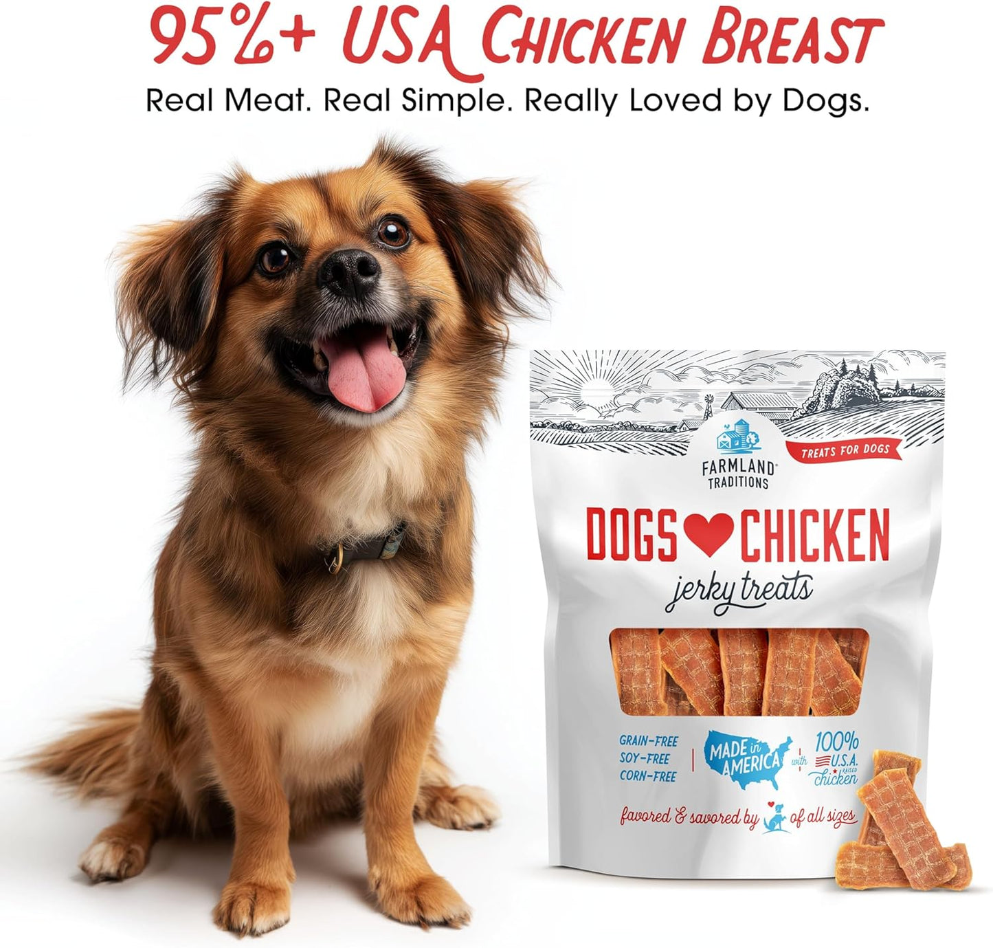 Farmland Traditions Filler Free Dogs Love Chicken Premium Jerky Treats for Dogs, 3 lb. Bag