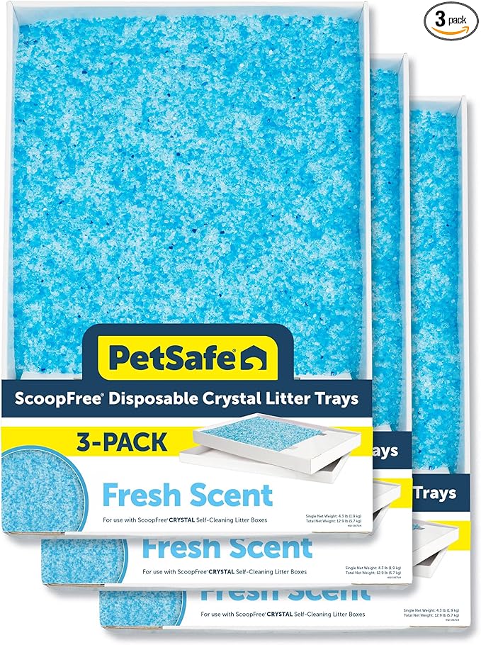 PetSafe ScoopFree Disposable Crystal Cat Litter Tray - Easy Cleaning Box - Refill Tray for Automatic Litter Box - Fresh Scent - 4.3 lb Bags - 3 Pack