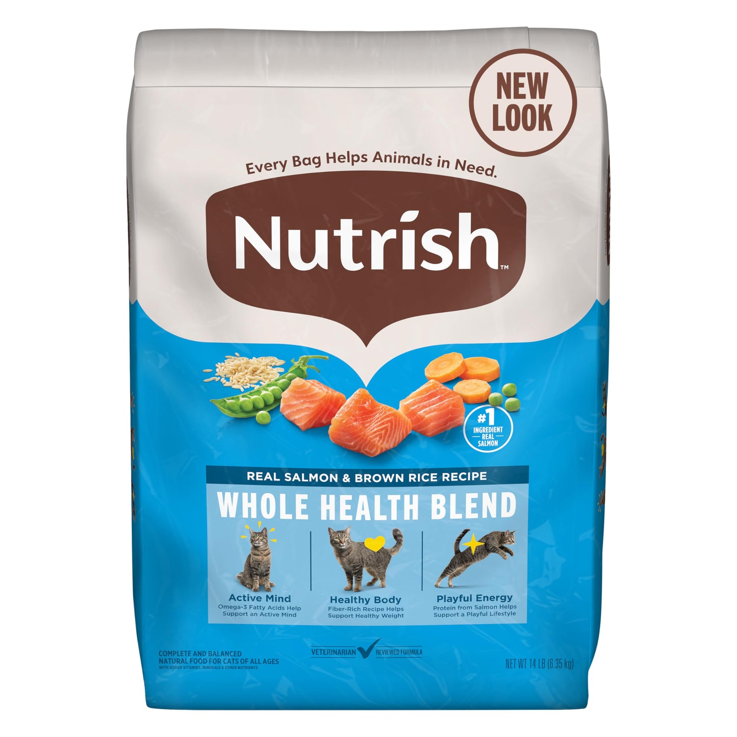 Nutrish Rachael Ray Dry Cat Food Real Salmon & Brown Rice Recipe, 14 lb. Bag