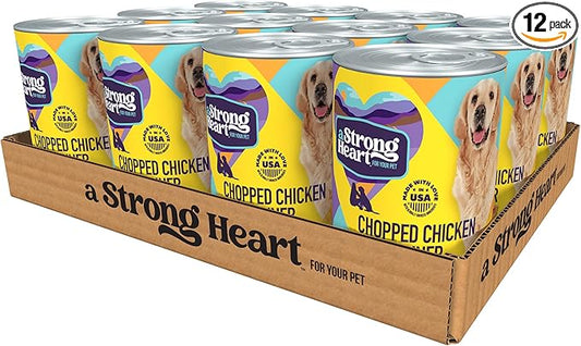 A Strong Heart Wet Dog Food, Chopped Chicken Dinner — Real Chicken & Liver — Complete & Balanced for All Life Stages, Made in USA — 13.2 oz Cans